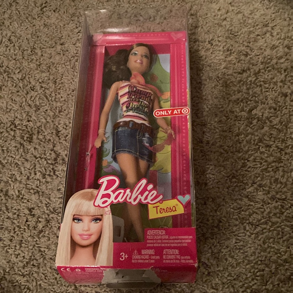 New Barbie Teresa Doll with Striped Top and Denim Skirt